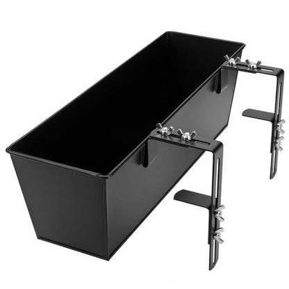 Metal Railing Planter, 16 Inch Rectangular Window Box with Adjustable Brackets, Drainage Holes, for Balcony Deck, 4 Pack (Black, Rectangular) - color: Black