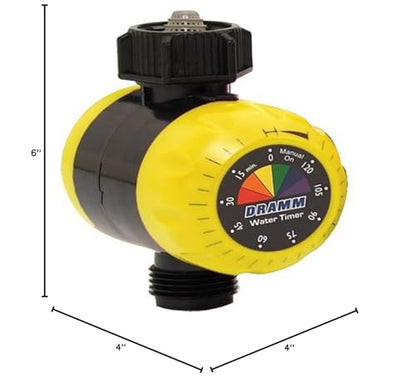 Dramm ColorStorm Premium Water Hose Timer, Mechanical, Turns Water Off Automatically, Up to 120 Minutes of Run Time, Compact for Lawn, Drip, Soaker Hose and Garden, Yellow - color: Yellow
