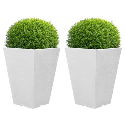 Pure Garden Large Outdoor Planters, White, 13.7-Inch, 2-Pack - color: White