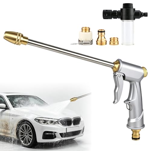 Brass High Pressure Power Washer,Heavy Duty Garden Hose Nozzle,Turn Any Hose into a High Pressure Water Cleaning Jet for Garden Spray,Car Wash & Pet Shower