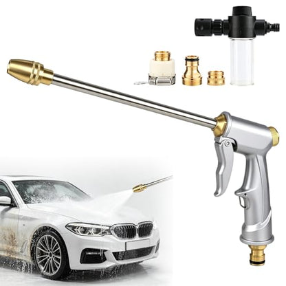 Brass High Pressure Power Washer,Heavy Duty Garden Hose Nozzle,Turn Any Hose into a High Pressure Water Cleaning Jet for Garden Spray,Car Wash & Pet Shower