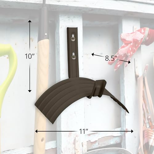 Suncast Metal Wall Mount Hose Hanger Durable and Space Saving Garden Hose Storage Solution Holds up to 150 Feet of Hose for Backyard or Garden, Brown