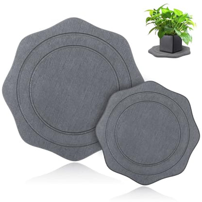 Plant Saucer for Indoors, 2 Packs 8 12 inch, Diatomaceous Earth Pot Saucers No Holes, Instant Dry Plant Drainage Trays for Pots, Dark Gray - size: 8+12inch