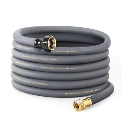 Garden Hose 5/8"x 50ft Brass Rubber Heavy Duty Water Hose 600 PSI Grey - color: Gray, size: 50FT