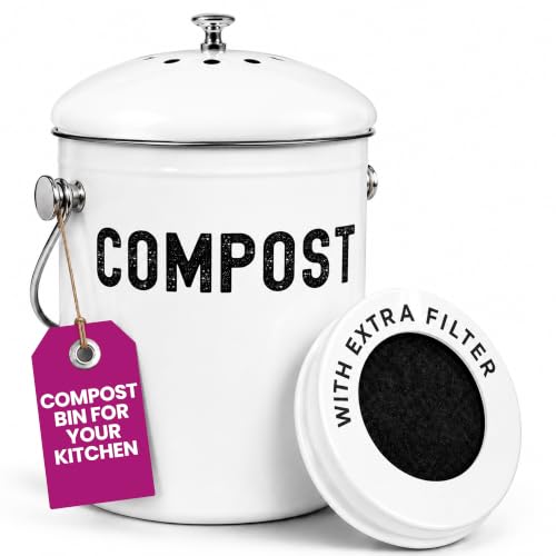 Epica Kitchen Compost Bin for Kitchen Countertops, 1.3 Galllon - White - color: White