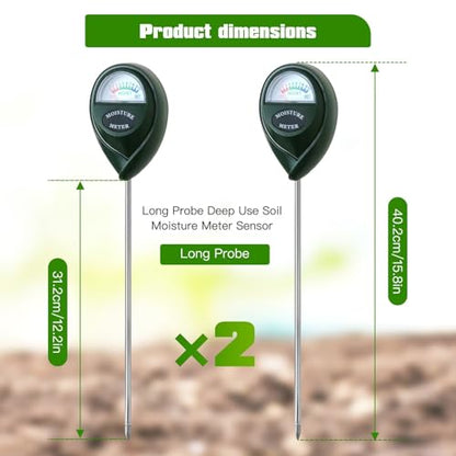2-Pack Plant Water Monitor, Long Probe Soil Moisture Sensor for Farming and for Outdoor Gardening - Welsdolk
