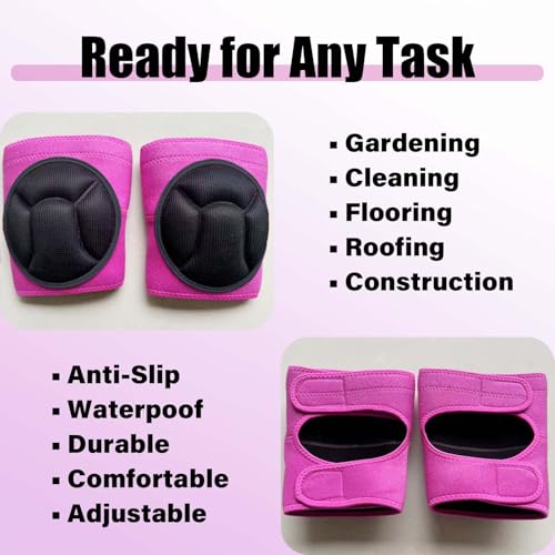 Women' s Work Knee Pads Adjustable - Thick Foam Padding, Pink Extra Large - color: Pink, size: X-Large