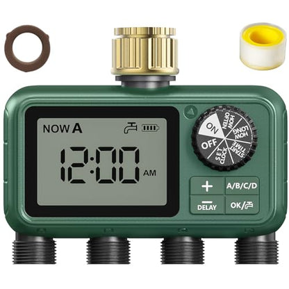 Water Timer for Outdoor Garden Hose, Sprinkler Timer for Garden - style: 4 Zones Brass Inlet