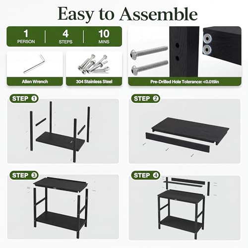 YEFU Potting Table, All-Weather Resistant,Black - color: Black, size: Classic