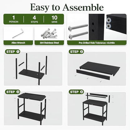 YEFU Potting Table, All-Weather Resistant,Black - color: Black, size: Classic