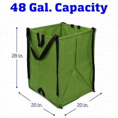 DURASACK Heavy Duty Home and Yard Bags 48-Gallon Reusable Self-Standing Lawn and Leaf Bags Garbage Can with Reinforced Handles, Moss Green, 3 Pack - color: Moss Green