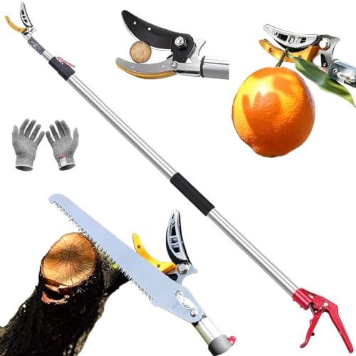 xixi-home 4.2-7.2 Ft Cut and Hold Pruning Trimmer,2 Sections Extendable Tree Pruner Lightweight Tree Trimmers,Long Reach Pole Saw Pruning Shears Telescoping Fruit Picker（with Spare Blade Head） - size: 1.3-2.2m -2