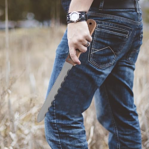 Stainless Steel Garden Knife: 7.87-inch sharp blade, Double Side Utility Sod Cutter Lawn Repair Garden Knife with Nylon Sheath - color: Short Wood