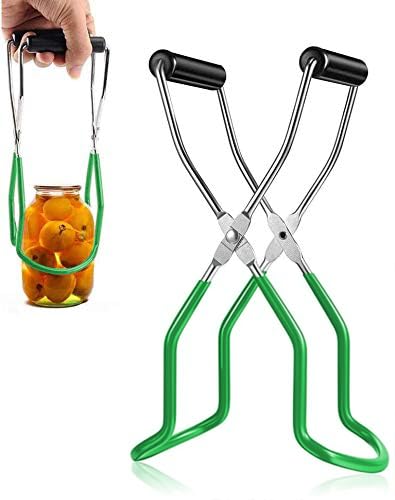Canning Jar Lifter Tongs - Stainless Steel Jar Lifter with Rubber Grips - color: Green