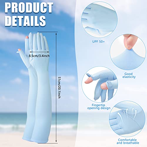 Jecery 2 Pairs Driving Gloves Women UV Protection Long - color: Gray, Blue