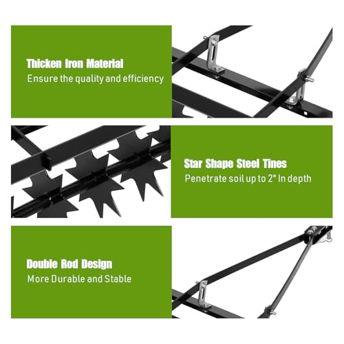 33" Plug Aerator Tow Behind, 133LBS Tow Behind Spike Lawn Aerator