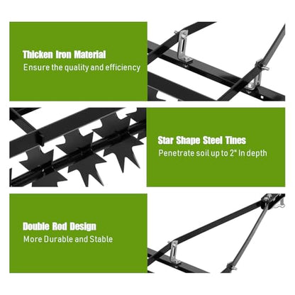 33" Plug Aerator Tow Behind, 133LBS Tow Behind Spike Lawn Aerator