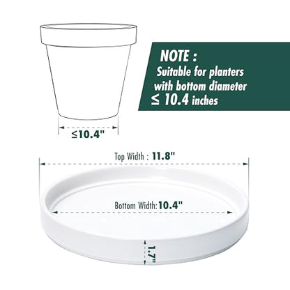 D'vine Dev Ceramic Plant Saucer/Drainage Tray, 10.4 in, White, 97-T-A-5 - color: White, size: 10.4" (1 Pack)