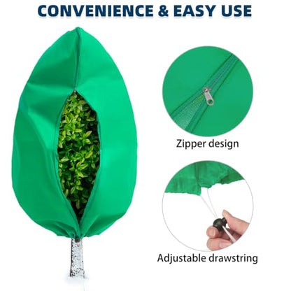 Homimp Plant Covers Freeze Protection,4 Pack Frost Covers with Zipper Drawstring (71" x 47.3" & 71" x 82.7") Plant Protection Cover Bags for Outdoor Winter Frost Cold Weather Shrubs Jacket,Green - size: 47.3"W x 71"H & 71"W x 82.7"H