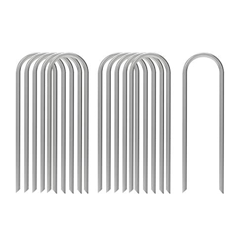 AAGUT U Shaped Garden Stakes 12 Inch, Galvanized Landscape Staples for Tube - size: 12" x 100 Pcs