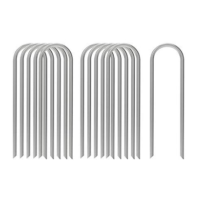 AAGUT U Shaped Garden Stakes 12 Inch, Galvanized Landscape Staples for Tube - size: 12" x 100 Pcs