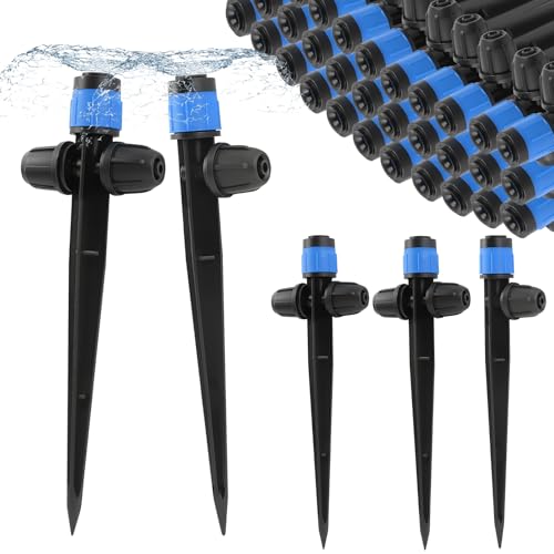 35PCS Double-Head Drip Irrigation Emitters Sprayers for 1/4" Tubing (Blue) - color: Blue Double-head Locked Sprayer