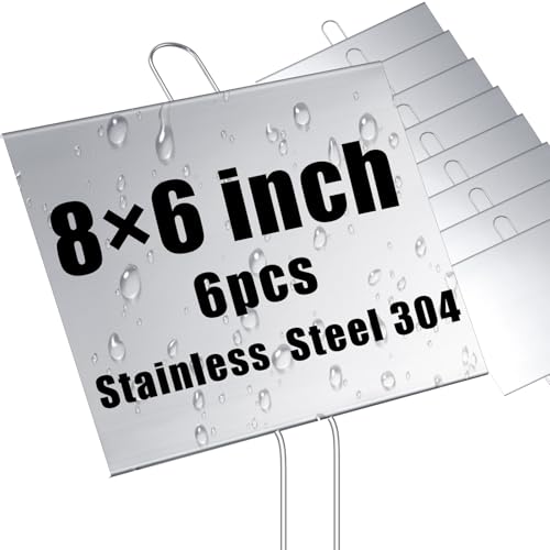 Landhoow 6 Pcs Large Plant Marker, 8'' X 6'' with 13'' Stake, Silver - color: Silver, size: 6'' X 8'' with 13'' Stake
