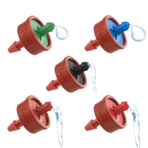 300PCS Mixed GPH Pressure Compensating Drip Irrigation Spot Watering Drippers/Emitters, 30 Each 0.25/0.5/1/2/4 GPH, Self-Cleaning Constant Flow Drippers for 1/4" Tubing and 1/2" Mainline - color: Mixed 300PCS, size: 0.25/0.5/1/2/4 GPH
