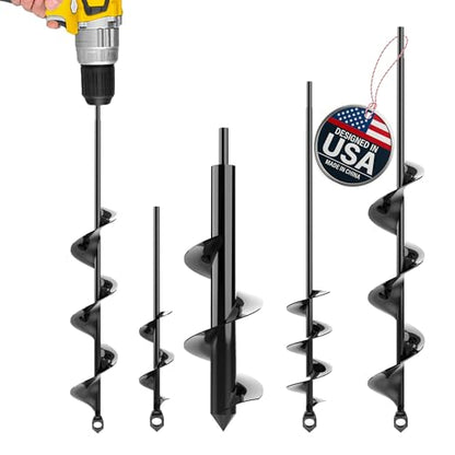Auger Drill Bit for Planting 4 Pack – Compatible with 3/8 Inch Hex Drive - size: 1.6 x 8.6 + 3 x 12 + 2 x 14.5 + 2.6 x 16.5 Inch