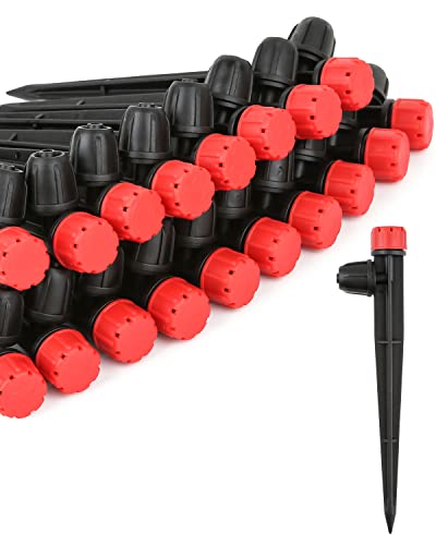 50pcs Drip Irrigation Emitters for 1/4" Tubing, 360 Degree Adjustable Flow - size: 50pcs Drip Emitters with Lock Barbed
