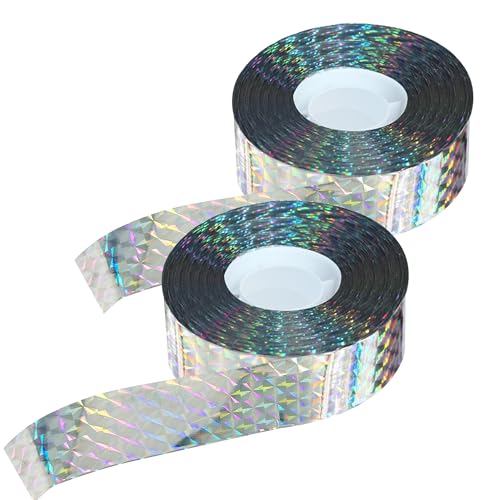Bird Scare Reflective Tape, 500 Feet (2 Rolls), Double-Sided Reflective, for Repelling Sparrows and Woodpeckers, Suitable for Outdoor Use in Homes, Gardens, Farms, Orchards,Outdoor - size: 500 Ft*2