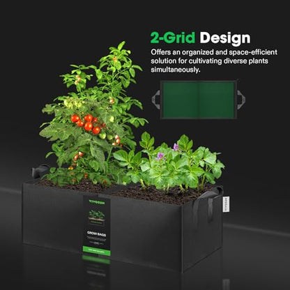 VIVOSUN 3-Pack 10 Gallon 2-Grid Grow Bags, 400G Fabric Pots with Handles - size: 10 Gallon, style: 3-Pack