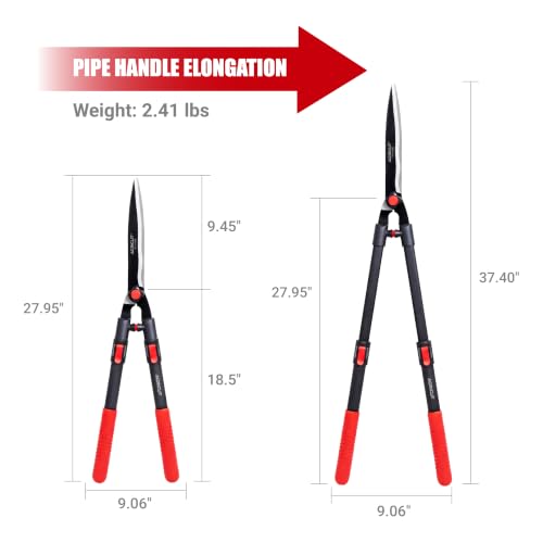 AGRICUT Telescopic Hedge Shears – Heavy Duty Garden Shears with Patented Wavy Blade, High Carbon Steel, Extendable Aluminium Handles 700-930mm – For Precision Trimming of Tall Hedges - style: Wavy Blade (Telescopic)