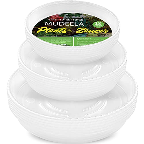 MUDEELA 18 Pack of 12 inch & 10 inch & 8 inch Plant Saucers, Durable Plant Trays for Indoors Outdoors, Clear Plastic Flower Plant Pot Saucer, Made of Thicker, Stronger Plastic, Taller Design - size: 8"+10"+12"
