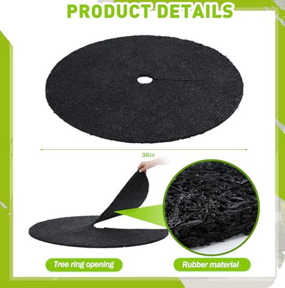 Peryiter 6 Pcs Rubber Mulch Tree Ring Protector Mat Weed Barrier, 36 in - style: 36 Inches
