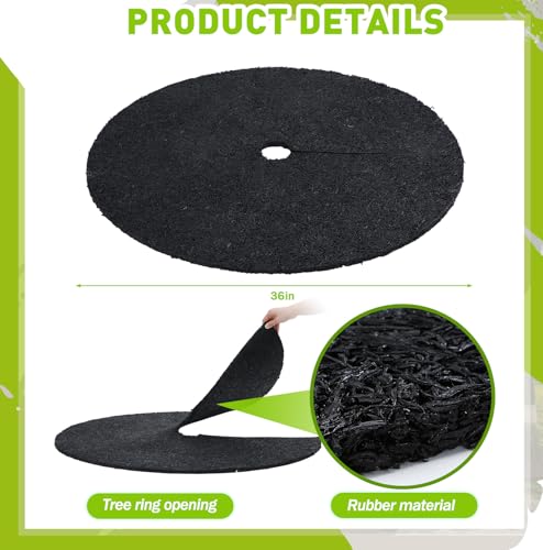 Peryiter 6 Pcs Rubber Mulch Tree Ring Protector Mat Weed Barrier, 36 in - style: 36 Inches
