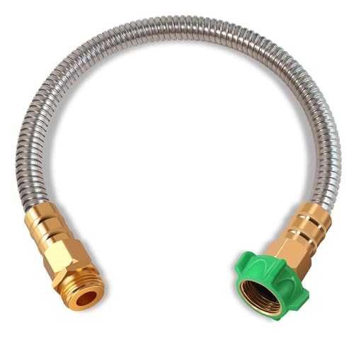 Metal Short Garden Hose 1 ft - Flexible Stainless Steel Water Hose Leader - Lightweight Small Hose With Brass Fittings (1 Feet) - size: 1 Feet
