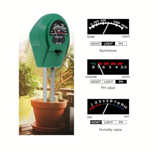 3-in-1 Soil Test Kit, Soil Moisture Meter/Soil ph Meter/Fertility Soil Tester, Soil Hygrometer for Garden, Farm, Plant, Outdoor, Indoor, Lawn Care Moisture Meter for Hous Plants