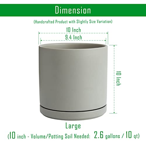 D'vine Dev 10 Inch Ceramic Planter Pot, Grey, 94-O-E-3 - color: Gray, size: Large