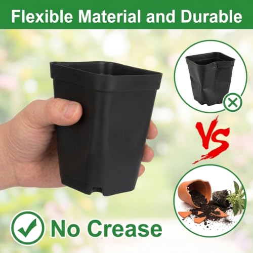 5 Pack Plastic Seed Starter Tray with 60pcs 3.5 inch Nursery Pots - size: Thick Trays+Square Pots-5P