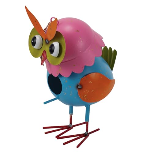 Metal Owl Garden Statues Yard Art Animal Figurines - color: Owl Birdhouse