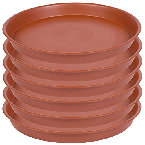 6 Pack of 10 inch Plant Saucer, Heavy Duty Plastic Pot Saucer 10" Round, Planter Tray for Pots, Plant Saucers for Indoors, Pot Trays for Planter 8"/9"/10" (10 inch, Terracotta) - size: 10" (6 pack)