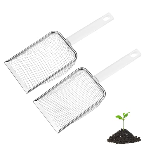 M METERXITY 2-Pack Gardening Soil Sifter, 5/3.8 mm Mesh Stainless Steel Portable Gardening Sifter with Plastic Handle for Sand/Dirt/Rock/Compost [White, Milky] - color: White, Milky, size: 5,3.8 mm