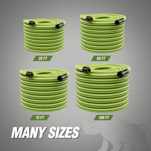 RUGGED RHINO Heavy Duty Garden Hose 100ft x 5/8in, Green and Black - color: Green/Black, size: 100 Feet