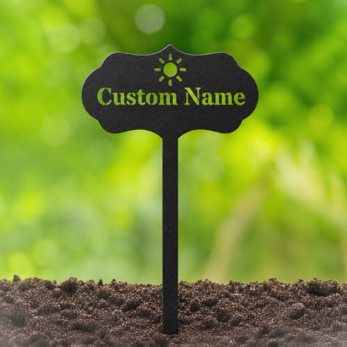 RealSteel Custom Seed & Plant Markers – Metal Garden Stakes for Herbs, Fruits & Vegetables | Elegant Steel Plant Labels for Pots, Raised Beds & Outdoor Gardens | Farmhouse & Greenhouse | Sun Icon - style: Sun