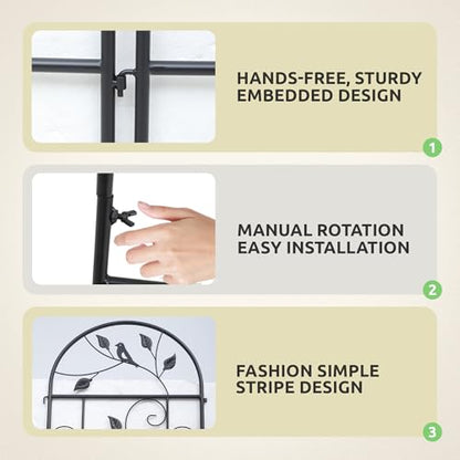 4-Pack 87" x 20" Bird and Daisy Arch Black Metal Garden Trellises - color: 4 Pack 87"- Daisy & Bird Black