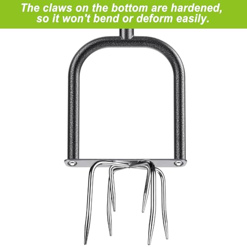 Dolibest Manual Twist Tiller, All-Steel Garden Claw Cultivator with 6 Curved Claws and Soft Rubber Handle, Hand Tiller Garden Claw for Gardening Bed and Plant Box (39'') - color: Manual Twist Tiller with D-Shape-2