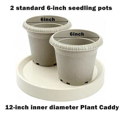 13.6" Plant Caddy with Hidden Wheels 2Pack, Gray+Light Gray - color: 13.6 Inch