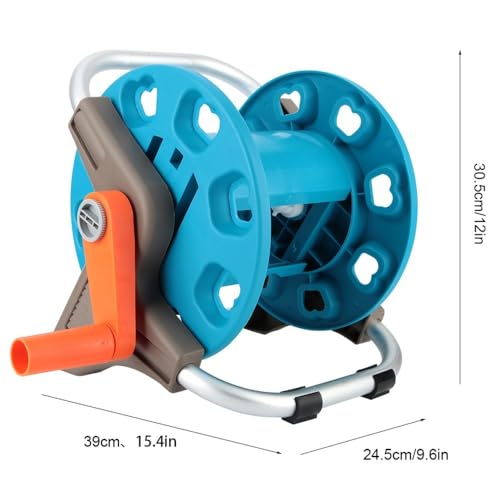Garden Hose Reel Cart for 20m 1/2 Inch Hose, Aluminum Alloy Portable Water Pipe Storage Holder with Hand Crank for Yard Lawn Car Wash