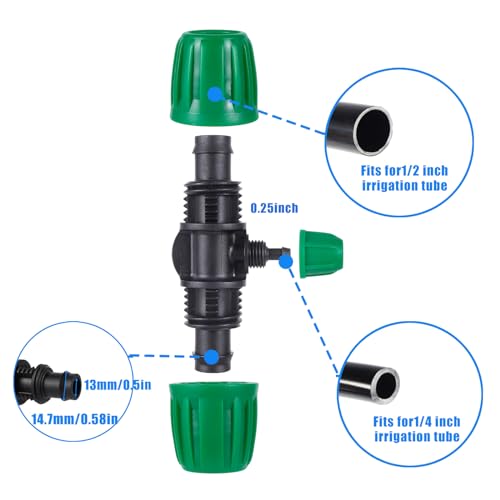 10 Pcs 1/2 to 1/4 inch Garden Hose Tubing Irrigation Fittings - size: 10 PCS 1/2" to 1/4" 3-Way Connectors